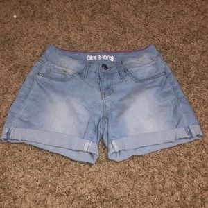 Light washed jean shorts